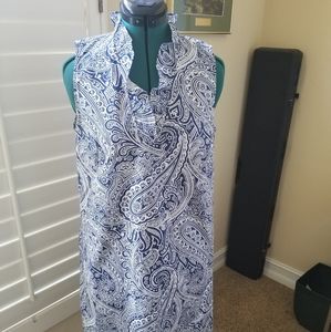 J McLaughlin Navy and White Paisley Dress Size M
